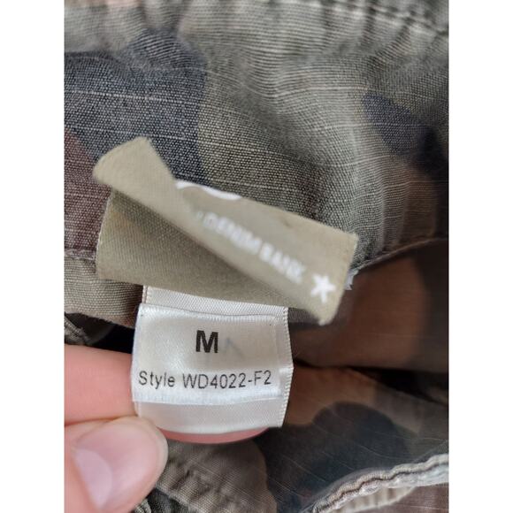 Western Denim Bank Jeans Co Jacket Green Camo Military Embroidered Studded Med - Picture 5 of 15